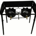 Black Two Burner Stove w/ Wind Guard & Extended Legs