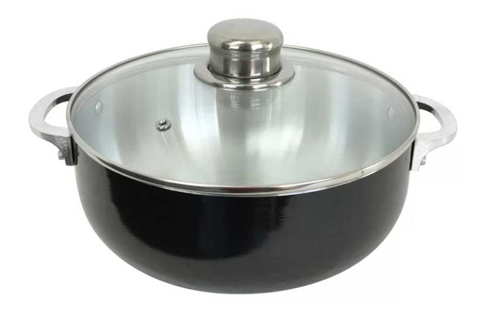 Black Aluminum Caldero w/ Glass Lid #3 1.7 Qt